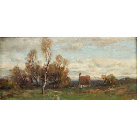 SPLITGERBER, AUGUST, ATTR. (Steingarden 1844-1918 Munich), "Small landscape with birch trees and chapel", - Foto 1