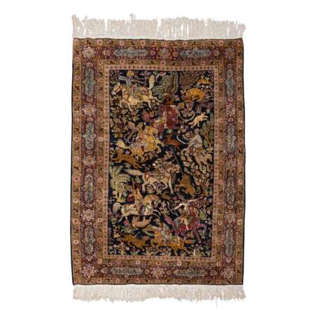 Oriental carpet with silk. GHOM/PERSIA, mid-20th century, ca. 185x130 cm. - Foto 1