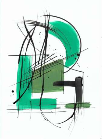 Painting “В ШКОЛЕ”, Watercolor paper, Acrylic paint, Abstract Expressionist, абстракция геометрическая, Russia, 2021 - photo 1