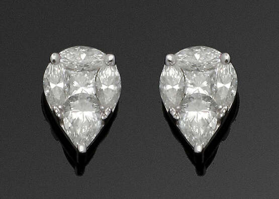 Paar Pendeloque-Diamantohrringe - Foto 1