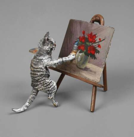 Wiener Bronze Katze als Kunstmaler - Foto 1