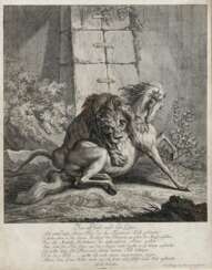 Johann Elias Ridinger, "Das Pferd und der Löwe"