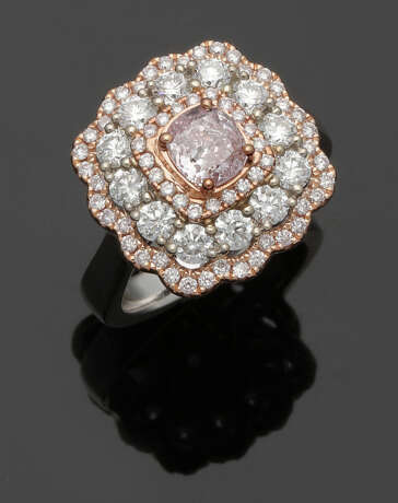 Hochqualitätvoller Natural Fancy Purplish Pink-Diamantring - Foto 1