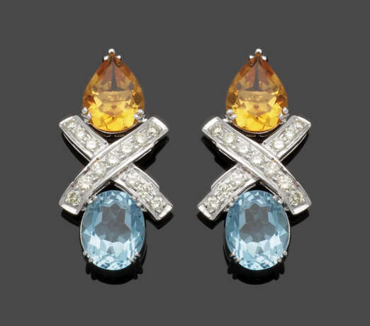 Paar dekorative Topas-Diamantohrringe - фото 1