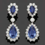 Paar Juwelenohrgehänge mit Saphir- und Brillantbesatz - photo 1
