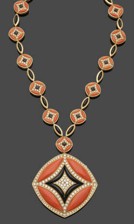 Extravagantes Collier mit Korallen- und Diamantbesatz - photo 1