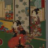 Dreiteiliger Farbholzschnitt Utagawa Kunisada II. - Foto 4