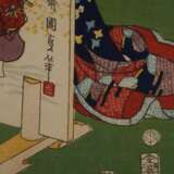 Dreiteiliger Farbholzschnitt Utagawa Kunisada II. - Foto 6