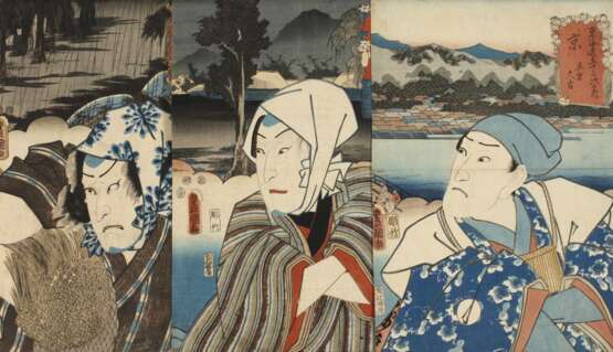 Drei Farbholzschnitte Utagawa Kunisada (Toyokuni III.) - Foto 1
