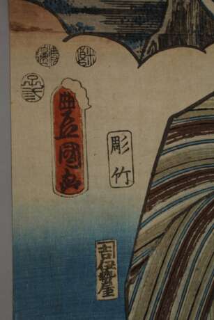 Drei Farbholzschnitte Utagawa Kunisada (Toyokuni III.) - Foto 8