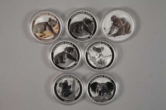 Sieben Silbermünzen Australien Koala - Foto 2
