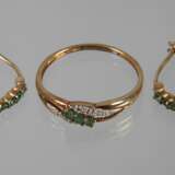 Ring und Creolen mit Smaragd - photo 1