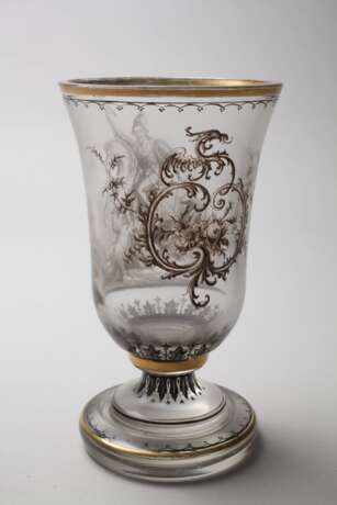 Steinschönau Pokalglas mit Schwarzlotmalerei - Foto 3