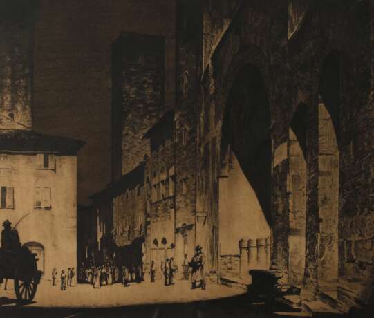 Carl Walther, "Piazza Duomo in San Gimignano" - Foto 1