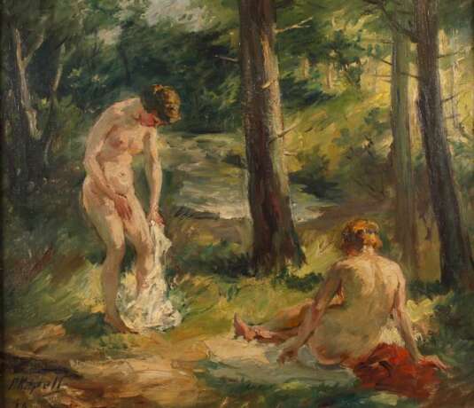 Paul Kapell, Zwei badende Mädchen im Wald - photo 1