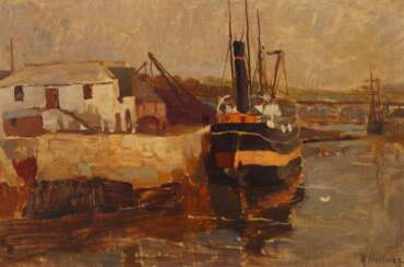 Rudolf Hellwag, "Hafen in Cornwall"
