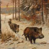Willy Lorenz, Wildschweinrotte im Winterwald - Foto 1