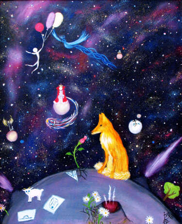 картина маслом на холсте с подрамником «Маленький принц», Холст на подрамнике, Масло, иллюстрация в стиле фэнтези, Сказочно-былинный жанр, Москва, 2007 г. - фото 1