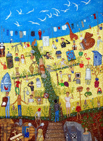 Русское поле экспериментов Toile sur le sous-châssis Huile Art naïf Peinture de paysage Москва 2012 - photo 1