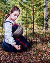 Girl picking mushrooms Girl picking mushrooms