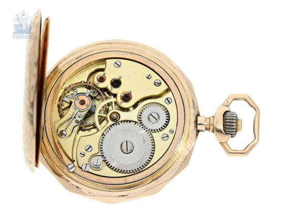 Taschenuhr: außergewöhnliche, große österreichische Goldsavonnette, W.Schönberger & Co., K.u.K Hof-Uhrmacher Wien, ca. 1900 - Foto 5