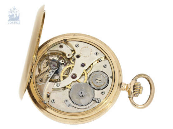 Taschenuhr: sehr gut erhaltene Goldsavonnette mit dazugehöriger Goldchatelaine, Ankerchronometer Paul Ditisheim La Chaux-de-Fonds, ca.1918 - Foto 5