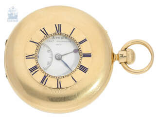 Taschenuhr: feine englische Halbsavonnette mit Nicole Nilsen-Patent-Aufzug, bedeutender Uhrmacher, Chronometermacher Arnold & Frodsham London No.9075, Hallmarks 1857