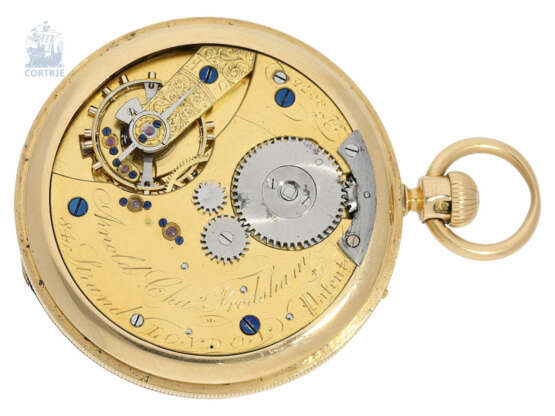 Taschenuhr: feine englische Halbsavonnette mit Nicole Nilsen-Patent-Aufzug, bedeutender Uhrmacher, Chronometermacher Arnold & Frodsham London No.9075, Hallmarks 1857 - Foto 4