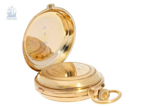 Taschenuhr: prächtig dekorierte, goldene Taschenuhr mit Repetition und Chronograph, Montandon Geneve No. 17895, ca. 1890 - Foto 5