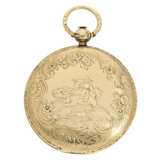 Taschenuhr: frühe, goldene Prunksavonnette mit sehr aufwändig graviertem Gehäuse, 18K Gold, Frankreich ca. 1830 - Foto 1