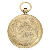 Taschenuhr: frühe, goldene Prunksavonnette mit sehr aufwändig graviertem Gehäuse, 18K Gold, Frankreich ca. 1830 - Foto 2
