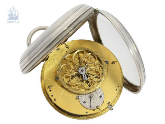 Taschenuhr. technisch hochinteressante und sehr seltene Taschenuhr mit Doppelrad-Dupexhemmung, springender Zentralsekunde und Datum, ca.1780 - фото 3