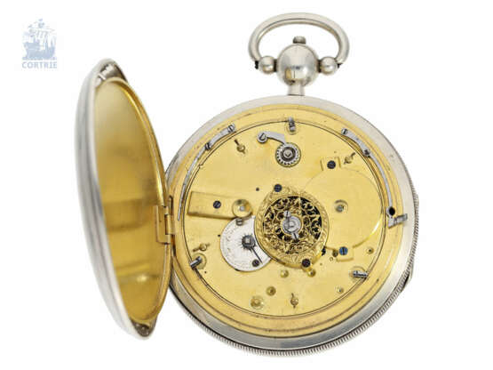 Taschenuhr: besonders große, schwere und hochfeine französische Clockwatch mit außergewöhnlichem Selbstschlag der Stunden und Viertelstunden sowie Stunden-Repetition, signiert Breguet & Fils No.1823, ca.1810 - Foto 3