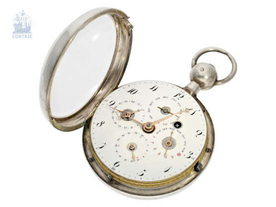 Taschenuhr: Rarität, astronomische Taschenuhr mit Revolutionskalender und 4 weiteren Komplikationen, Frankreich um 1790 - photo 3