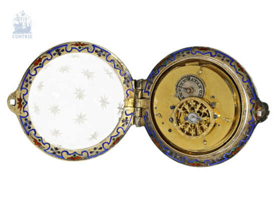 Anhängeuhr/Formuhr: absolute Rarität, Wiener Bergkristall/Emailleuhr "Wiener Ei", ca.1820 - photo 8