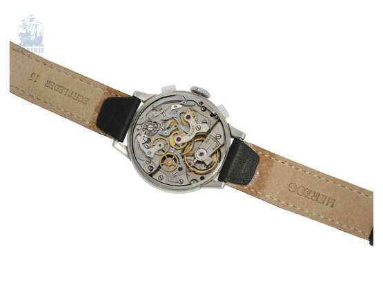 Armbanduhr: seltener, großer vintage Chronograph in Stahl, Ref.5347, Schweiz für den italienischen Markt, "Vetta Cronografo", um 1950 - photo 3