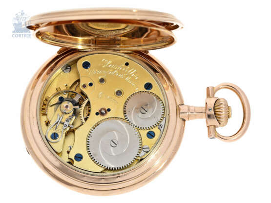 Taschenuhr: schwere, rotgoldene Louis XV Savonnette, Uhrenfabrik Union Glashütte, No.56737 - фото 4