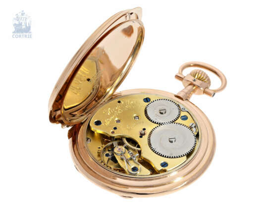 Taschenuhr: schwere, rotgoldene Louis XV Savonnette, Uhrenfabrik Union Glashütte, No.56737 - photo 5
