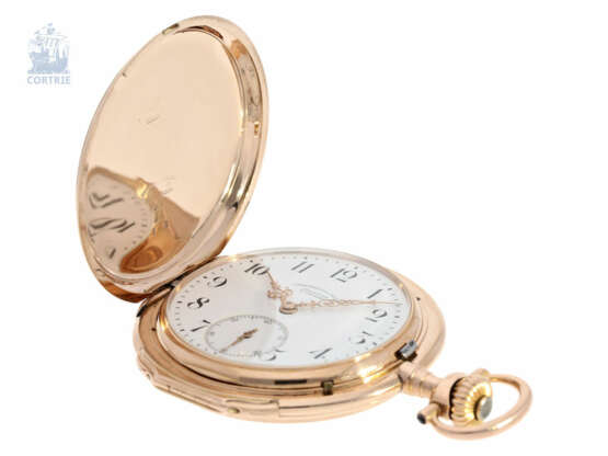 Taschenuhr: schwere, rotgoldene Louis XV Savonnette, Uhrenfabrik Union Glashütte, No.56737 - Foto 7