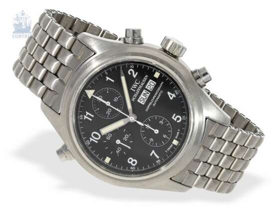 Armbanduhr: gesuchte Fliegeruhr von IWC, "Doppelchronograph Rattrappante Automatic" Ref. IW3713 in Edelstahl, ca.2005 - фото 1