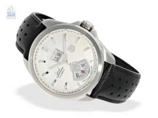 Armbanduhr: großes Tag Heuer Automatic-Chronometer "Grand Carrera GMT", Kaliber 8, Ref.WAF5112 mit Originalbox und Originalpapieren