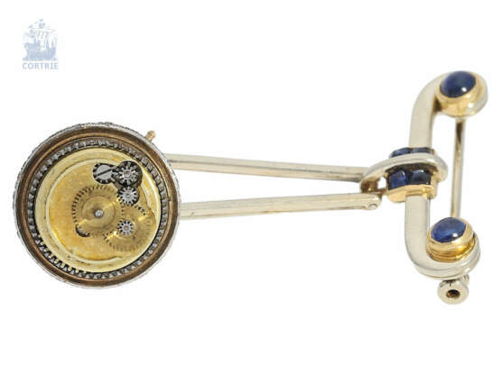 Anhängeuhr/Broschenuhr: Rarität, "Boule de Genève" in äußerst seltener Qualität, Gold/Platin/Emaille mit Diamantbesatz und in kleinster uns bekannter Größe, ca. 1890 - Foto 6