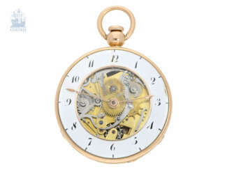 Taschenuhr: ausgefallene, skelettierte, französische Repetieruhr mit seltener "hängender" Zylinderhemmung, nach Breguet, No.1217, ca.1810