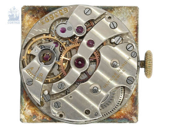 Armbanduhr: ungewöhnliche, quadratische Herrenuhr von Ulysse Nardin, 18K Gold, ca.1950 - Foto 2