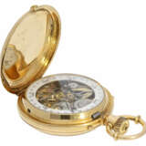 Taschenuhr: seltenes Schweizer Ankerchronometer mit verstecktem rückseitigen Kalender, 18K Gold, ca. 1880 - Foto 5