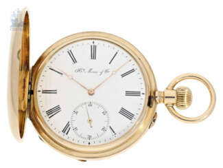 Taschenuhr: große und schwere Goldsavonnette, Ankerchronometer Henry Moser, gefertigt für den königlichen Uhrmacher Linderoth in Stockholm, ca.1880