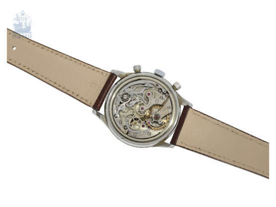 Armbanduhr: rarer "oversize" 37,5mm Edelstahl-Chronograph von Gallet, ca. 1955 - Foto 3