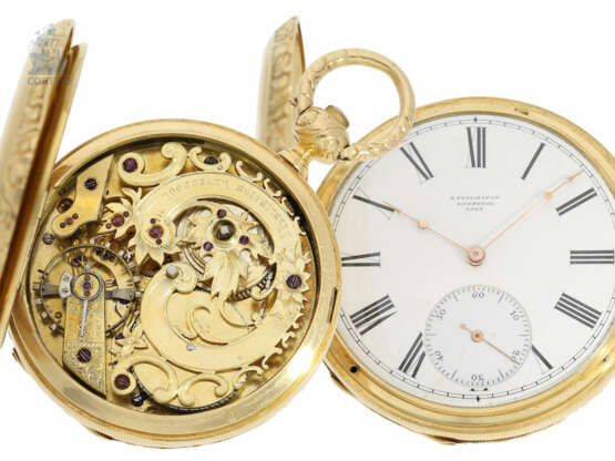 Taschenuhr: einzigartiges und extrem seltenes Liverpooler Taschenchronometer mit skelettiertem Werk und Chronometerhemmung, John Penlington Liverpool No 4966, um 1815 - фото 1