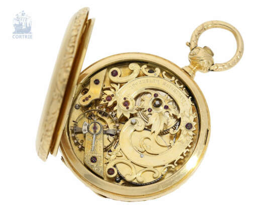 Taschenuhr: einzigartiges und extrem seltenes Liverpooler Taschenchronometer mit skelettiertem Werk und Chronometerhemmung, John Penlington Liverpool No 4966, um 1815 - photo 2