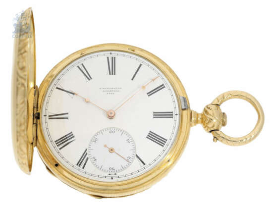 Taschenuhr: einzigartiges und extrem seltenes Liverpooler Taschenchronometer mit skelettiertem Werk und Chronometerhemmung, John Penlington Liverpool No 4966, um 1815 - photo 5